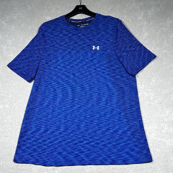 Under Armour Shirt Mens XXL Blue Heat Gear The Seamless Tee Athletic Fitted - Picture 1 of 12